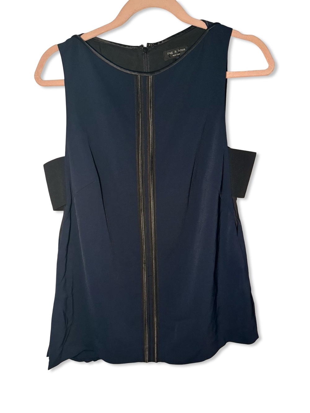 rag & bone Navy Sleeveless Salute Dant Capsule Statement Blouse